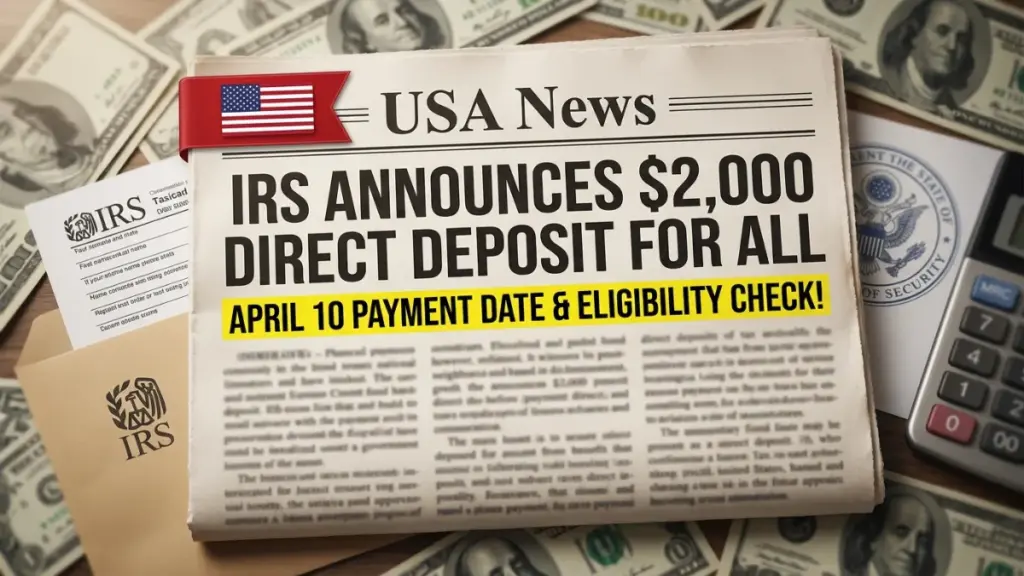IRS today announced $2,000 Direct Deposit